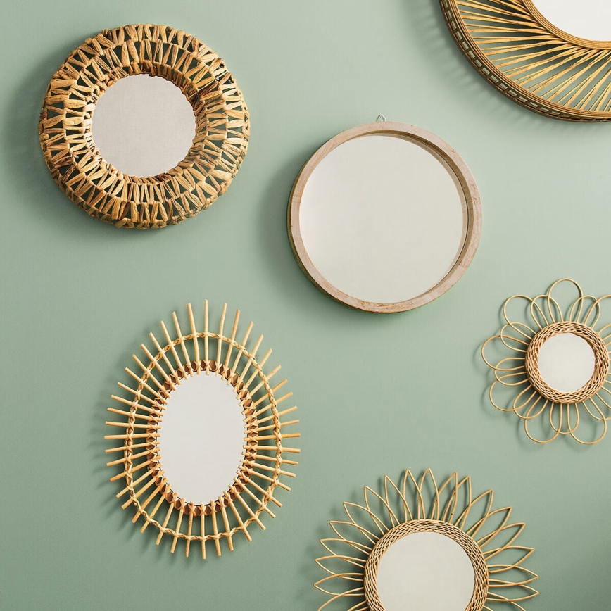 Atmosphera - Wall mirror OLAV d. 52 cm paulownia