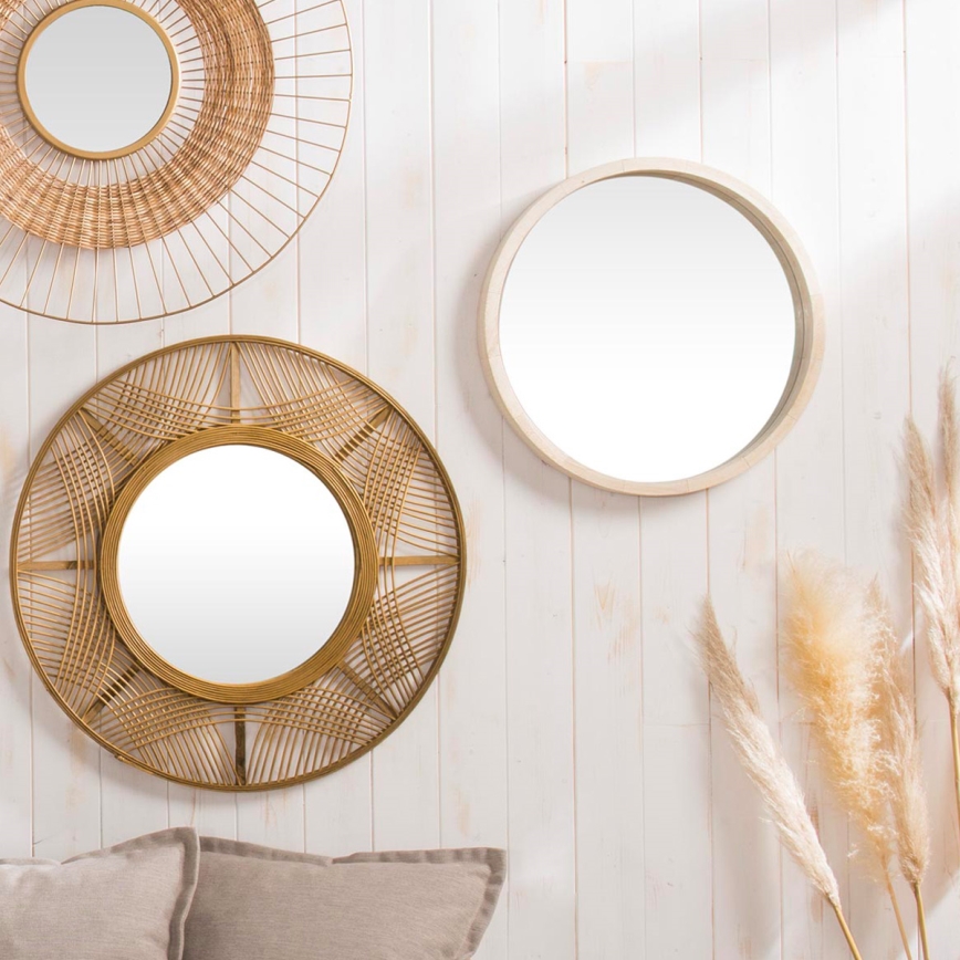 Atmosphera - Wall mirror OLAV d. 52 cm paulownia