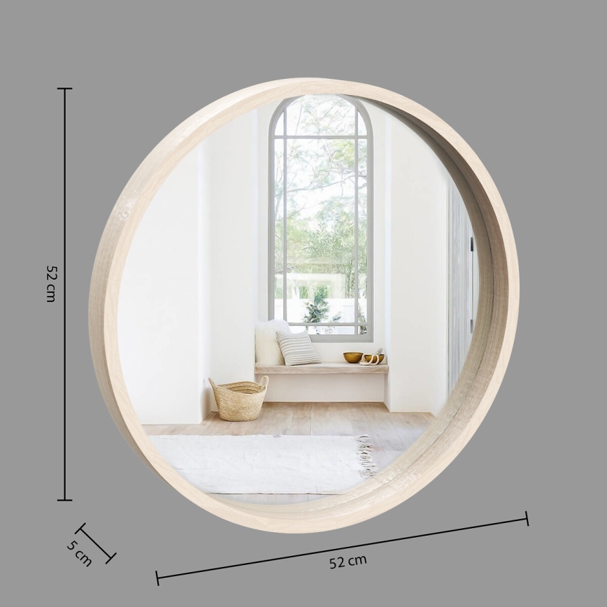 Atmosphera - Wall mirror OLAV d. 52 cm paulownia