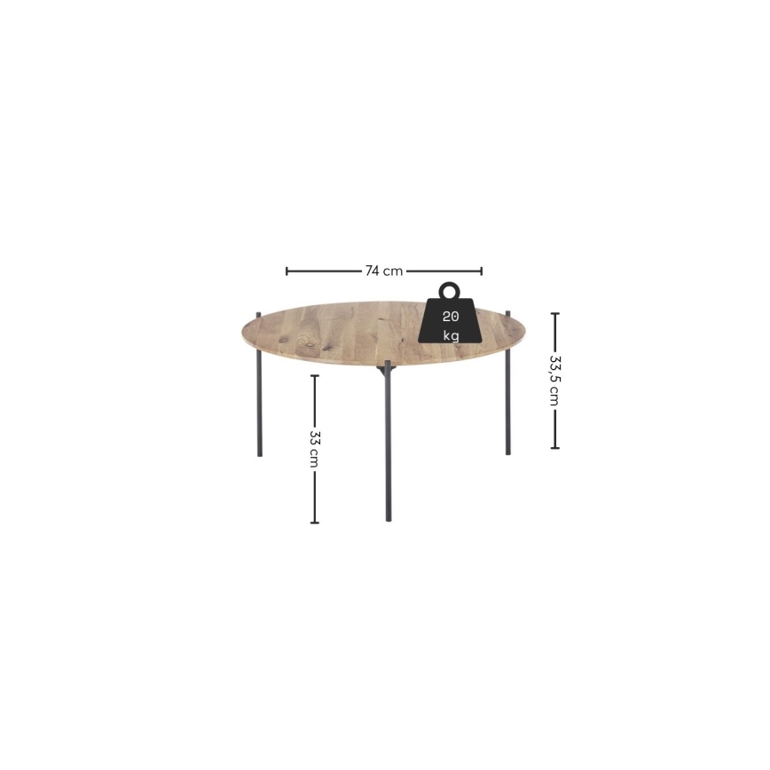 AURA coffee table, Ø 74 cm, oak/anthracite