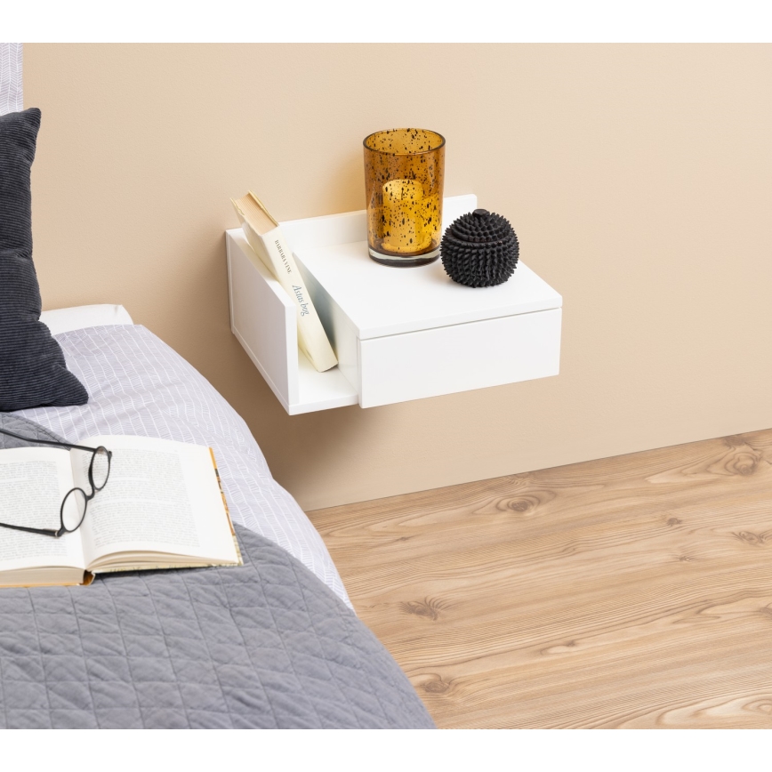 AVA Bedside Table, 40 x 32 cm, White