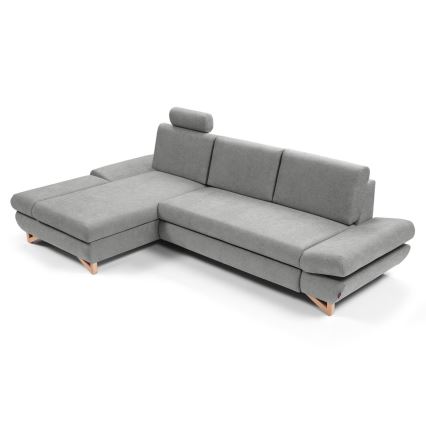 AVESTA Left-hand L-shaped Upholstered Corner Sofa Bed with Storage, Grey