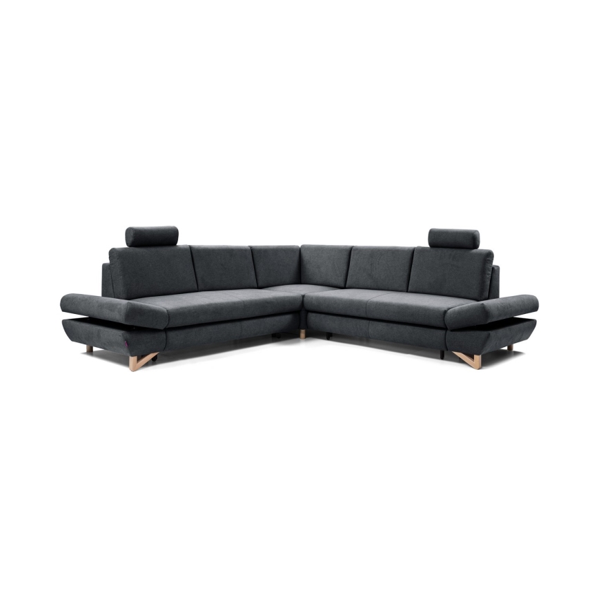 AVESTA L-shaped upholstered corner sofa bed with storage, anthracite
