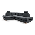 AVESTA left-facing L-shaped upholstered corner sofa bed with storage, anthracite