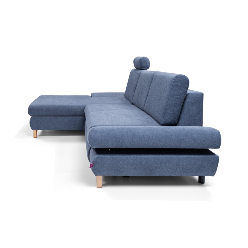 AVESTA Left-Facing L-Shaped Upholstered Corner Sofa Bed with Storage — Blue