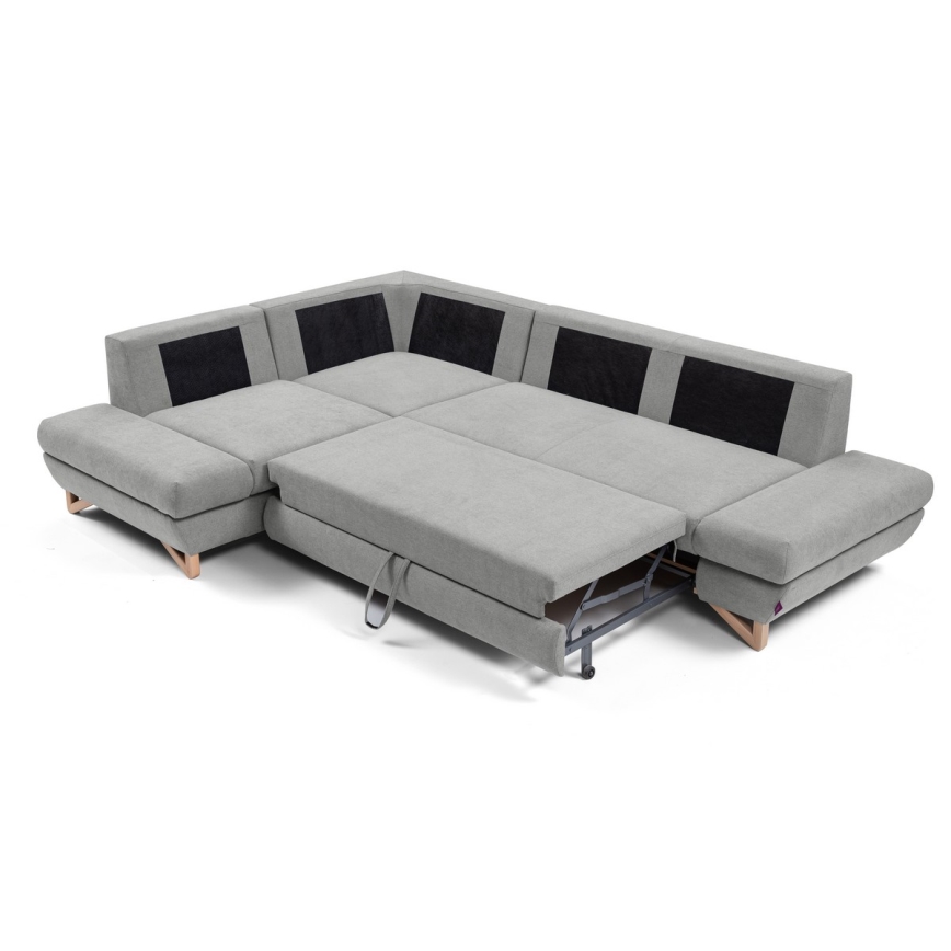 AVESTA Left-hand L-shaped Upholstered Corner Sofa Bed with Storage, Grey