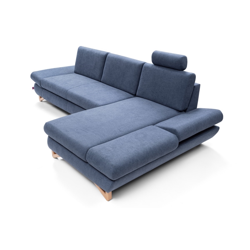 AVESTA Right-Hand L-Shaped Upholstered Corner Sofa Bed with Storage, Blue