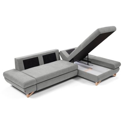 AVESTA Right-Facing L-Shaped Upholstered Corner Sofa Bed with Storage, Grey