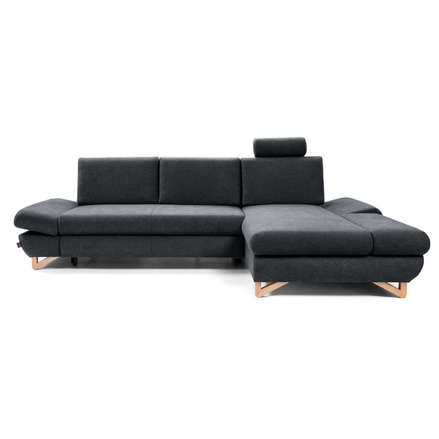 AVESTA Right-Hand L-Shaped Upholstered Corner Sofa Bed with Storage, Anthracite