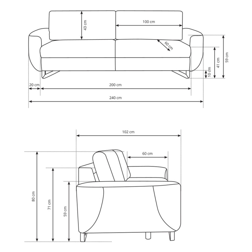AVESTA Three-Seater Sofa in Anthracite