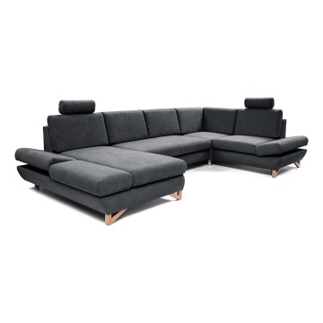 AVESTA U-shaped corner upholstered sofa bed with storage, anthracite