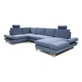 AVESTA U-shaped upholstered corner sleeper sofa with storage, blue