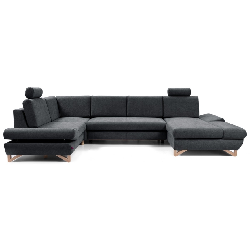 AVESTA U-shaped upholstered corner sofa bed with storage, anthracite
