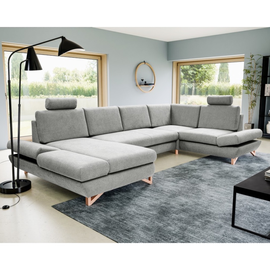 AVESTA U-shaped Upholstered Corner Sofa Bed with Storage, Grey