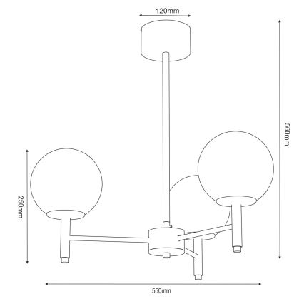 AWINION Rod-Mounted Chandelier 3xE27/15W/230V