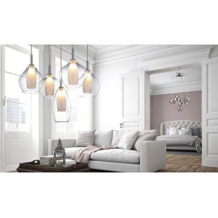 Azzardo AZ0722 - Chandelier on a string AMBER MILANO 5xG9/40W/230V