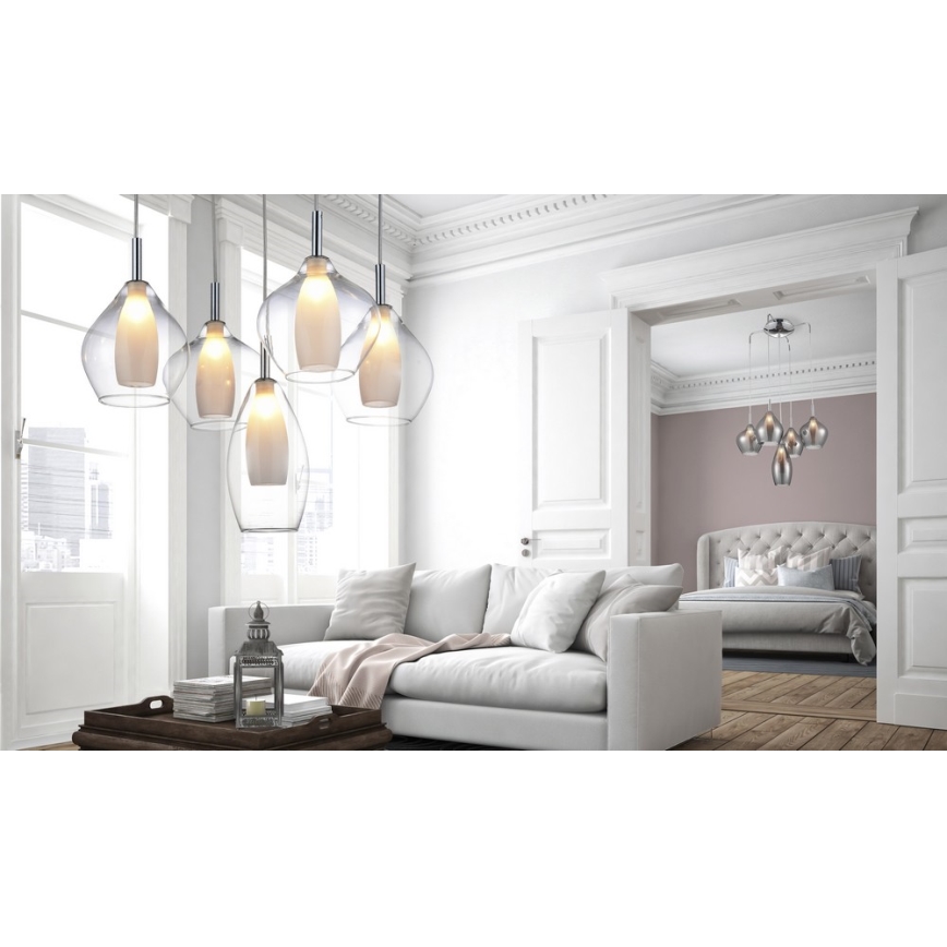 Azzardo AZ0722 - Chandelier on a string AMBER MILANO 5xG9/40W/230V