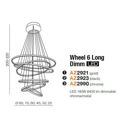 Azzardo AZ2923 - LED Dimming chandelier on a string WHEEL 6xLED/140W/230V