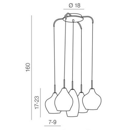 Azzardo AZ3172 - Chandelier on a string MILANO 5xG9/40W/230V