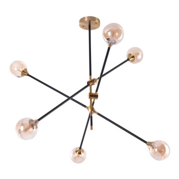 Azzardo AZ4700 - Chandelier on a pole SOLEN 6xG9/30W/230V black/gold