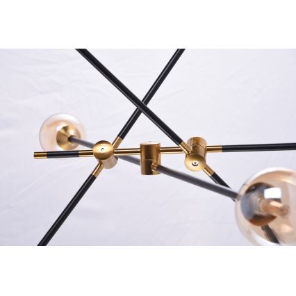 Azzardo AZ4700 - Chandelier on a pole SOLEN 6xG9/30W/230V black/gold