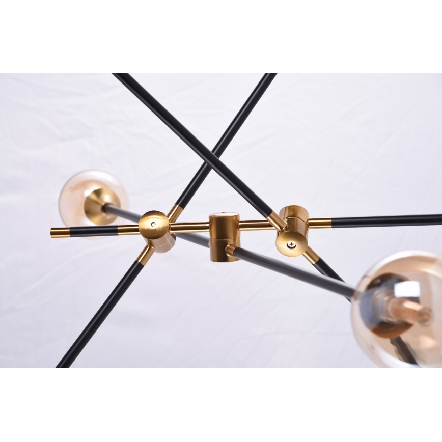 Azzardo AZ4700 - Chandelier on a pole SOLEN 6xG9/30W/230V black/gold