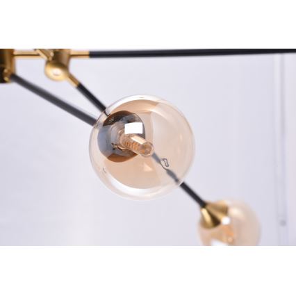 Azzardo AZ4700 - Chandelier on a pole SOLEN 6xG9/30W/230V black/gold