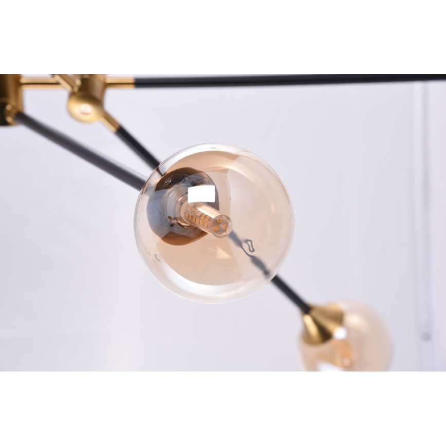 Azzardo AZ4700 - Chandelier on a pole SOLEN 6xG9/30W/230V black/gold