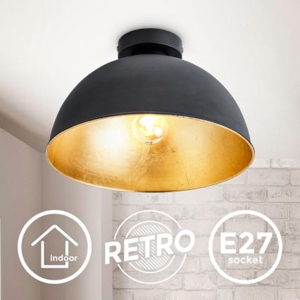 B.K. Licht 1322 - Ceiling light 1xE27/60W/230V black/gold