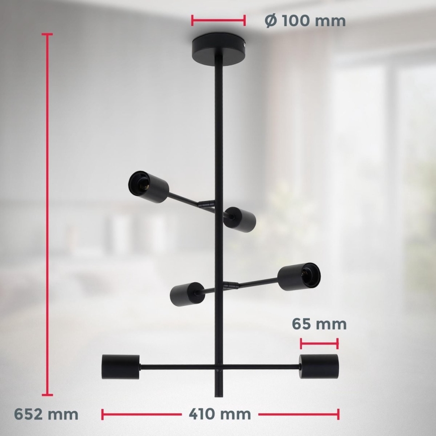 B.K. Licht 1344 - Chandelier on a pole 6xE27/60W/230V