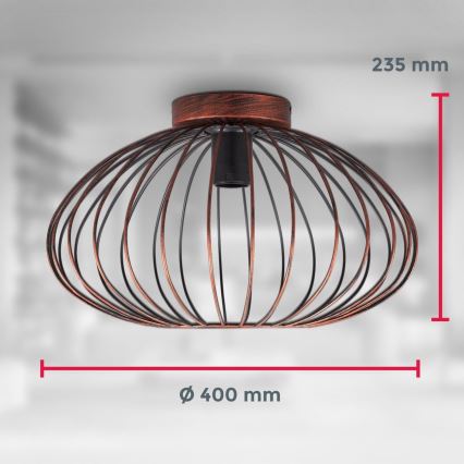 B.K. Licht 1471 - Surface-mounted chandelier RETRO 1xE27/40W/230V copper