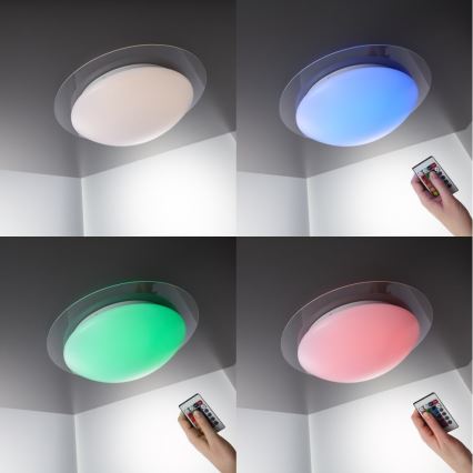 B.K.Licht BKL1025 - LED RGB Dimming bathroom ceiling light ASKELLA LED/12W/230V IP44 + Remote control