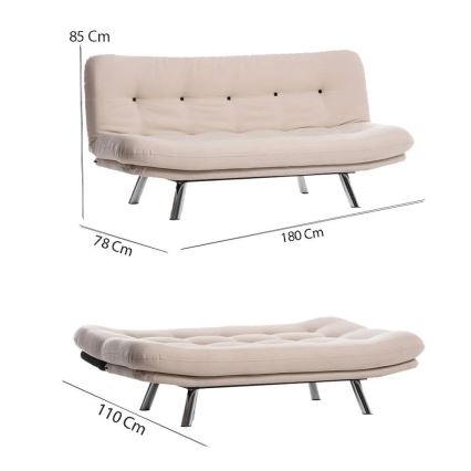 BAKU two-seater sofa bed, cream