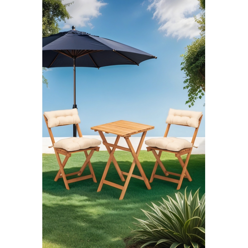 Balcony set with pillows beech