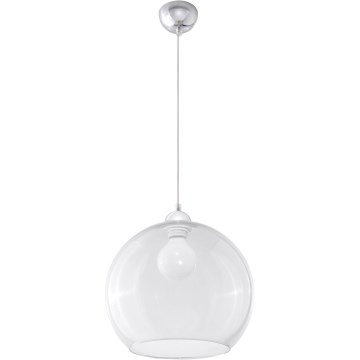 BALL Cable Pendant Light 1×E27/15W/230V, Ø 30 cm, Clear / Polished Chrome
