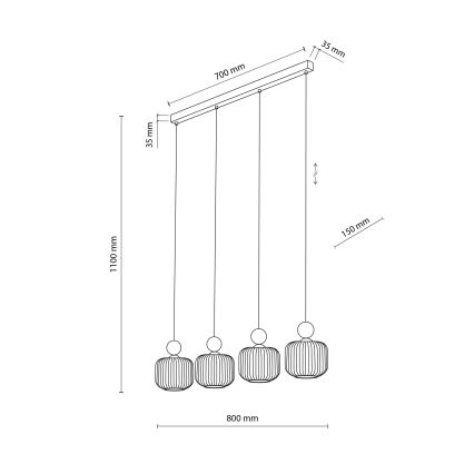 BALLO cable pendant light, 4x E14/10W/230V, beige