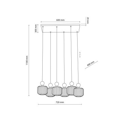 BALLO cable pendant light 6xE14/10W/230V, beige