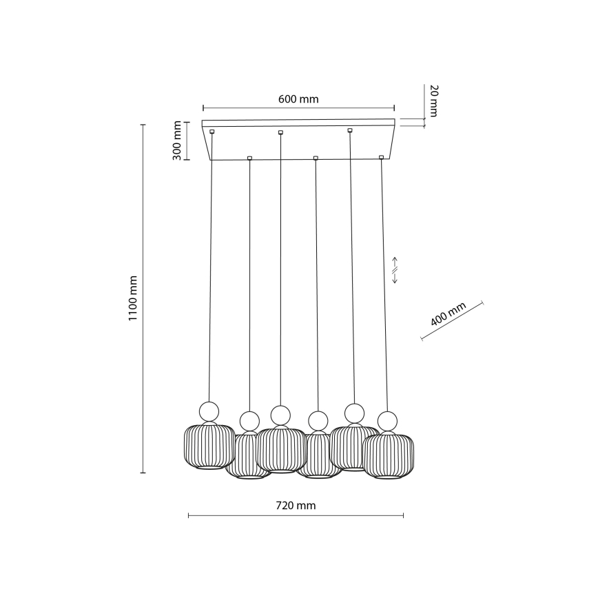 BALLO cable pendant light 6xE14/10W/230V, beige