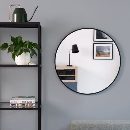 Baltica Design - BRIGHT LED Illuminated Bathroom Wall Mirror with Integrated Backlight, 15W/230V, 3000K, Ø 80 cm, IP65, Black