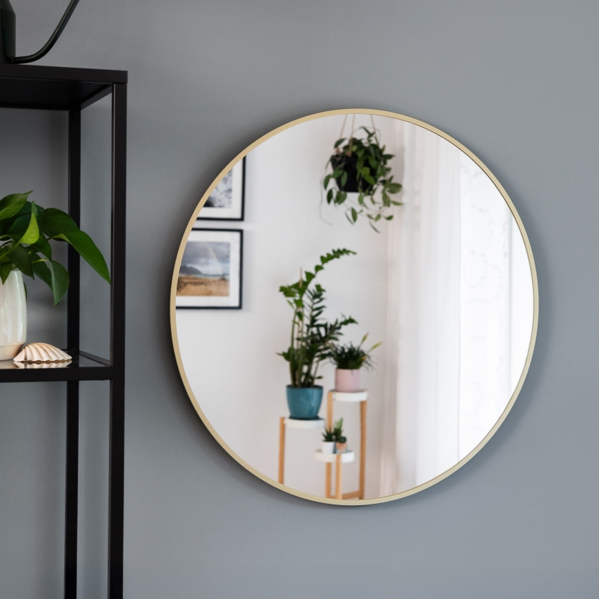 Baltica Design - BRIGHT LED bathroom wall-mounted mirror with backlight, 15W/230V, 4500K, Ø 90 cm, IP65, gold