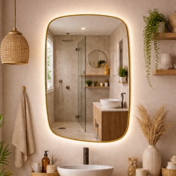 Baltica Design - LED Backlit Bathroom Wall Mirror STONE CALM LED/15W/230V 4500K 90x60 cm IP65 gold