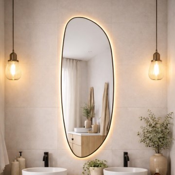Baltica Design - LED backlit bathroom wall-mounted mirror STONE FLUID LED/15W/230V 2700K 155x50 cm IP65 black