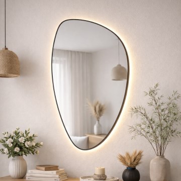 Baltica Design - LED Bathroom wall-mounted mirror with integrated backlighting STONE FLUID LED/15W/230V 2700K 92x55 cm IP65 black