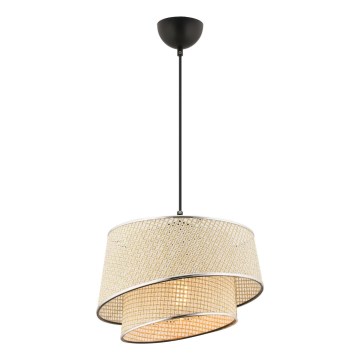 BARETTE 1xE27/60W/230V Cream/Glossy Chrome Pendant Lamp