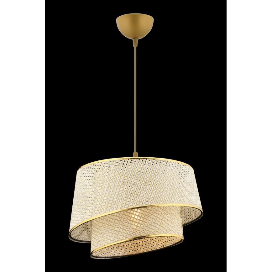 BARETTE 1xE27/60W/230V Cream/Gold Pendant Lamp