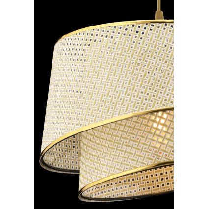 BARETTE 1xE27/60W/230V Cream/Gold Pendant Lamp