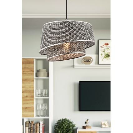 BARETTE cable pendant light, 1xE27/60W/230V, grey/glossy chrome