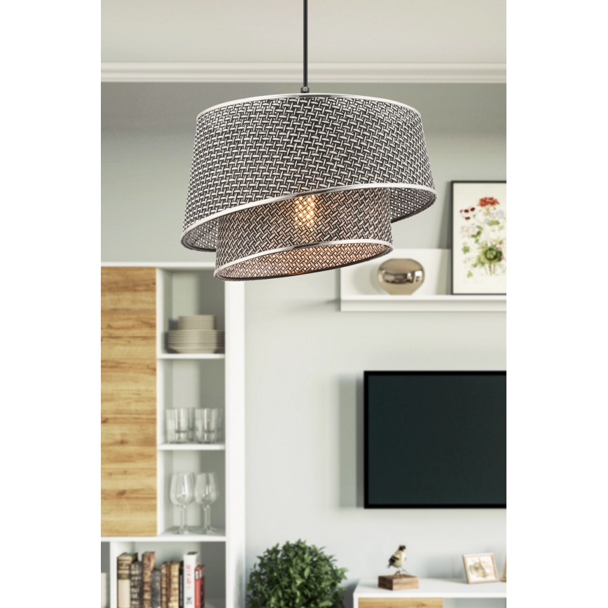 BARETTE cable pendant light, 1xE27/60W/230V, grey/glossy chrome
