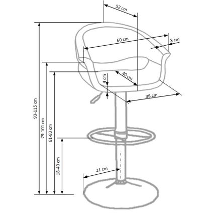 Barstool 115x60 cm white/black/shiny chrome