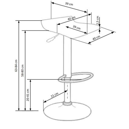 Barstool 84x40 cm black/shiny chrome
